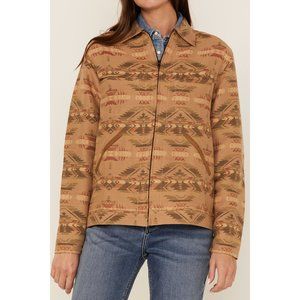 Tasha Polizzi Bon Fire Full Zip Southwestern Jacket Womens L Brown Cotton NEW